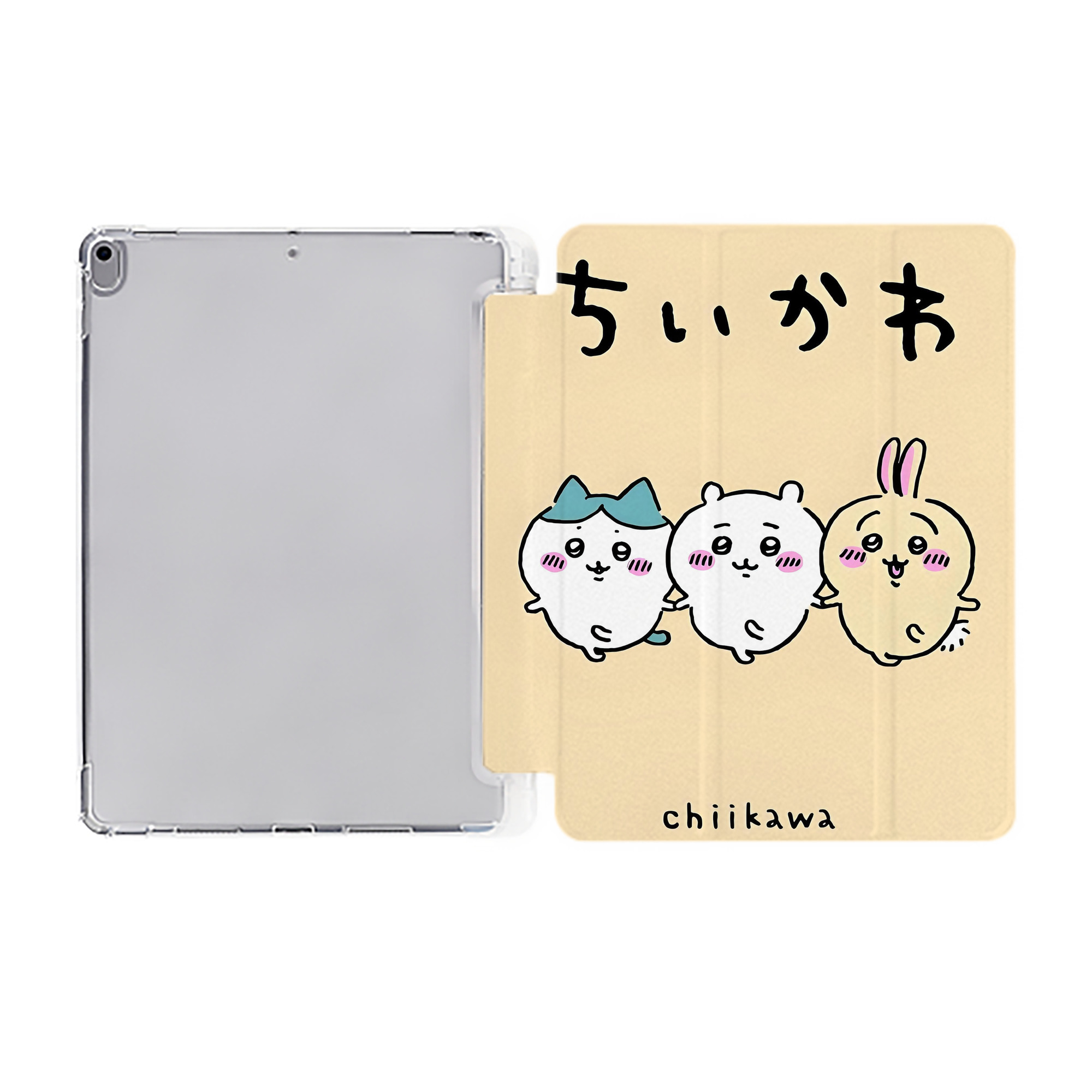 （画像用） ちいかわ Chii-kawa IPad ケース ペン収納付き 三つ折りスタンド PUレザー×シリコン 対応機種9.5/10.5/10.9インチ